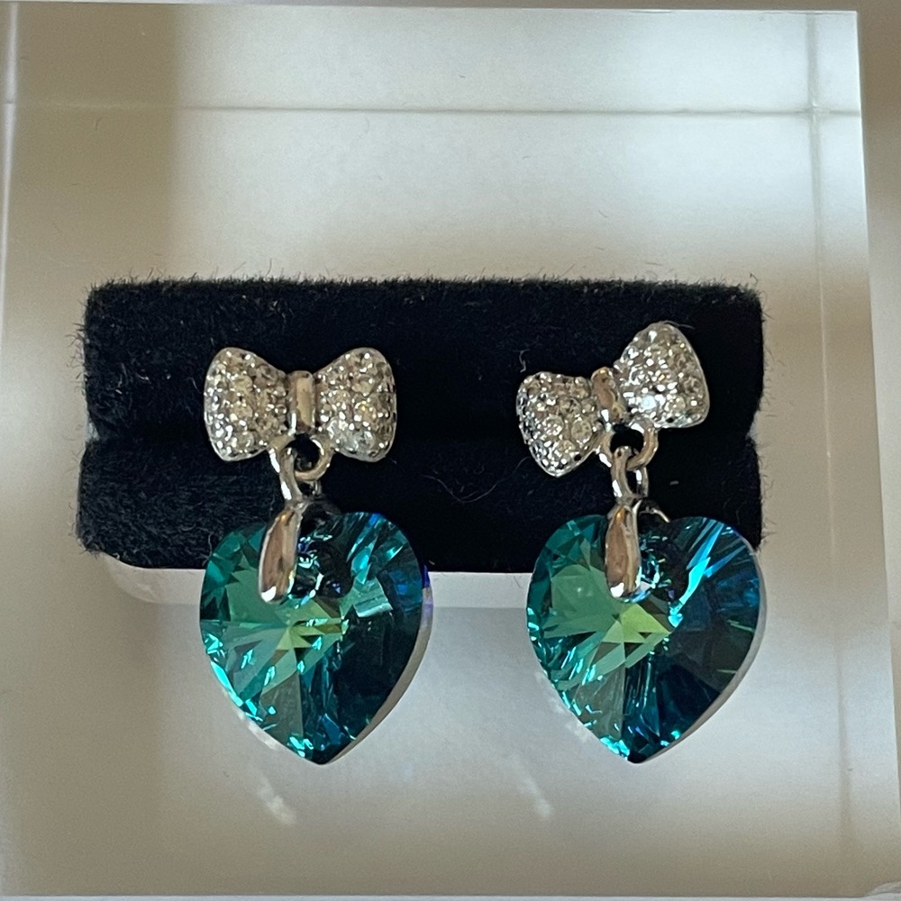 New Sterling Silver and Blue Topaz CZ Earrings